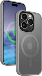 husă hibridă frost mag cover pentru iPhone 15 Pro cu MagSafe – gri