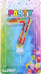 lumânare de petrecere pentru tort – numărul 7, dungi