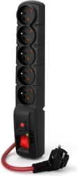 Prelungitor cu protecție la supratensiune Acar F5 Power 3 m, 16 A, negru