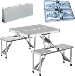 Masă de camping și picnic pliabilă din aluminiu cu scaune