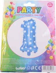 Baloană cifră 1 albastră cu steluțe