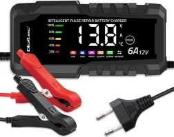 Încărcător microprocesor 12 V 6 A cu funcție de reparație pentru acumulatori AGM, GEL și LiFePO4 cu LCD