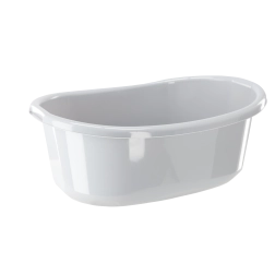 Lighean oval din plastic cu mânere 45 l, gri deschis