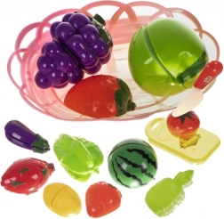 Set de fructe și legume de tăiat în coș cu tocător și cuțit