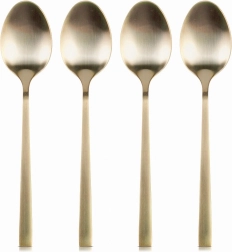 Lingurițe de ceai aurii din oțel inoxidabil, set de 4 buc