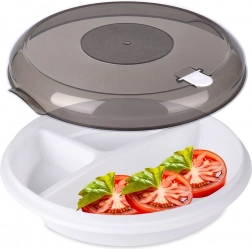 Farfurie compartimentată pentru cuptorul cu microunde, 25 cm, cu capac ventilat