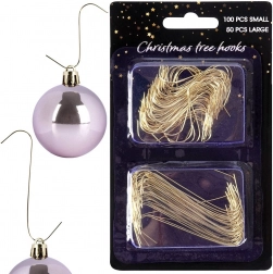 Cârlige aurii pentru ornamente de Crăciun 4 și 6 cm, 150 buc.