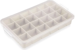 Tavă din silicon pentru gheață cu capac, bej 22,5 × 13 × 3 cm