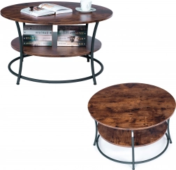 Măsuță de cafea rotundă cu două rafturi ModernHome