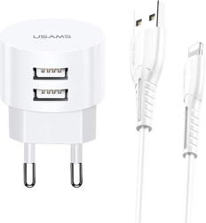 Încărcător de rețea USAMS T20 cu 2xUSB 2,1A Lightning