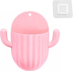 Organizator de perete autoadeziv pentru periuțe și pensule roz