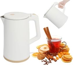 Fierbător de apă portabil fără fir 1,7 l 1500 W cu bază rotativă – alb