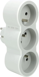 Adaptor din plastic alb cu trei prize
