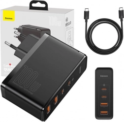 Încărcător de călătorie Baseus GaN2 Pro Quick 100W, 2× USB-C + 2× USB, EU – negru