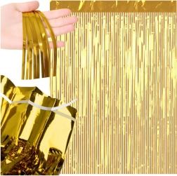 Cortină decorativă autoadezivă cu franjuri aurii 100 × 200 cm RUHHY