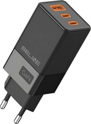Încărcător negru GaN 65W cu 2x USB-C și USB-A
