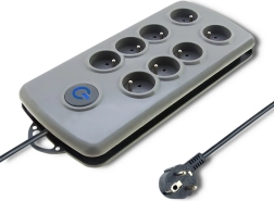 Prelungitor cu protecție la supratensiune Quick Switch, 8 prize, 2,5 m, gri