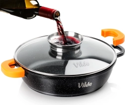 Tigaie adâncă din granit cu capac din sticlă TERRUNA AROMA 28 cm, 3,3 l