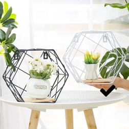 Raft decorativ hexagonal, stil LOFT - alb, model II