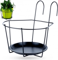 Suport metalic negru pentru ghiveci de balcon
