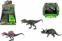 Dinozaur într-o cușcă portabilă – jucărie din plastic 13 × 9 cm, mix de specii, cutie 12 buc.
