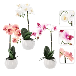 Floare artificială de orhidee, mix 3 culori, 42 cm