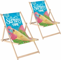 Set de 2 șezlonguri pliabile din lemn pentru plajă și grădină cu înclinare reglabilă