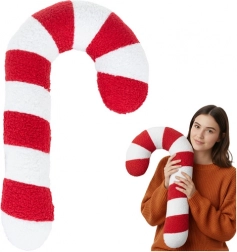 Decorațiune de Crăciun Ruhhy – baston moale tip pernă în alb‑roșu