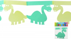 Ghirlandă de hârtie verde cu dinozauri 3 m