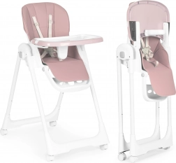 Scăunel de masă cu înălțime reglabilă, piele ecologică, tavă dublă, roz ECOTOYS