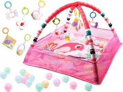 Saltea educativă cu arcade și mingiuțe roz