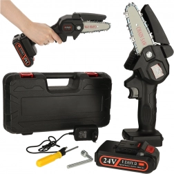 Fierăstrău cu lanț mini cu acumulator, în cutie