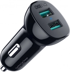 Încărcător auto Choetech cu 30W QC 3.0 și două porturi USB