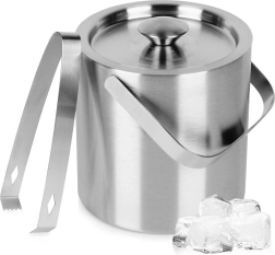Găleată termică din inox pentru gheață, cu clește și capac, 1,3 l Vilde