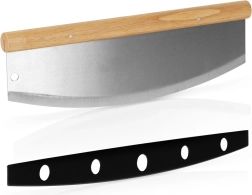 Cuțit balansier pentru pizza Vilde din oțel, 35 × 12 cm, cu mâner din bambus
