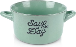 Bol ceramic pentru supă cu două mânere 600 ml, verde