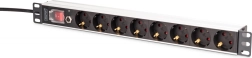 Rack PDU 19'' cu protecție la suprasarcină, 8 prize Schuko, cablu 2 m, 16 A, aluminiu