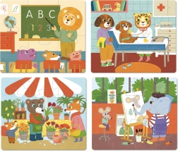 Vilac puzzle din lemn Profesiile 4 în 1