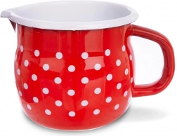 Cană emailată cu cioc roșie cu buline 800 ml