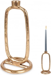 Sfeșnic din aluminiu auriu pentru lumânare lungă 24 cm