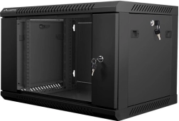 Dulap de server montat pe perete 19'' 6U 600x450mm negru cu uși de sticlă