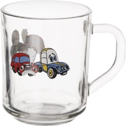 Cană din sticlă Orion cu mașinuțe 230 ml