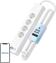 Meross priză inteligentă multiplu MSP844 cu încărcare rapidă, 4 prize + 2× USB‑A + 2× USB‑C (Matter)