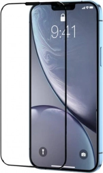 Sticlă călită cu ramă neagră și filtru de praf pentru iPhone 15 Pro Max