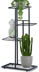 Suport pentru flori din metal negru, pe 4 niveluri, 80 cm