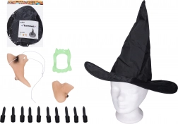 Set pentru vrăjitoare – nas, barbă, degete, dinți și pălărie