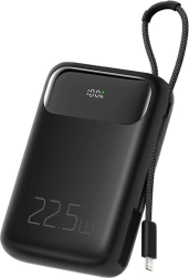 Power bank Mcdodo 10000 mAh cu cablu Lightning, 22,5 W (negru)