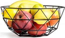 Bol geometric din metal pentru fructe, negru, 28 cm Vilde