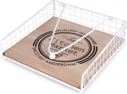 Suport pentru șervețele din metal alb cu greutăți 18,5 × 18,5 cm