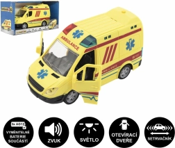 Ambulanță din plastic cu lumini și sunete, 20 cm